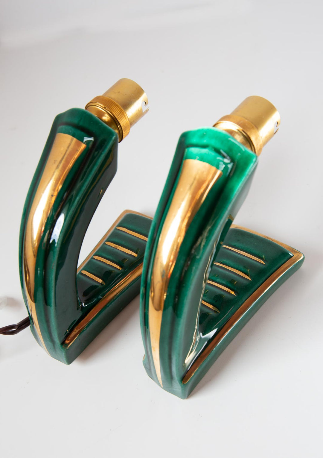 pareja apliques loza franceses verdes