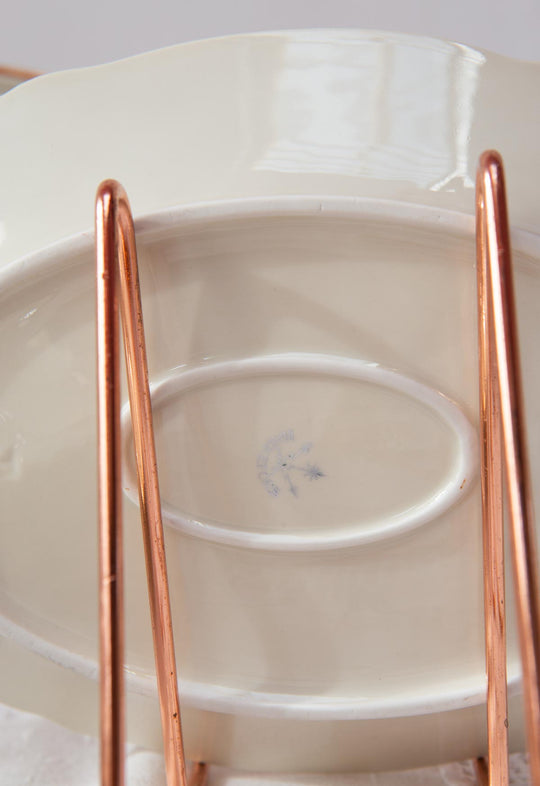 Juego de 4 fuentes ovaladas porcelana sueca Hackefors florecillas