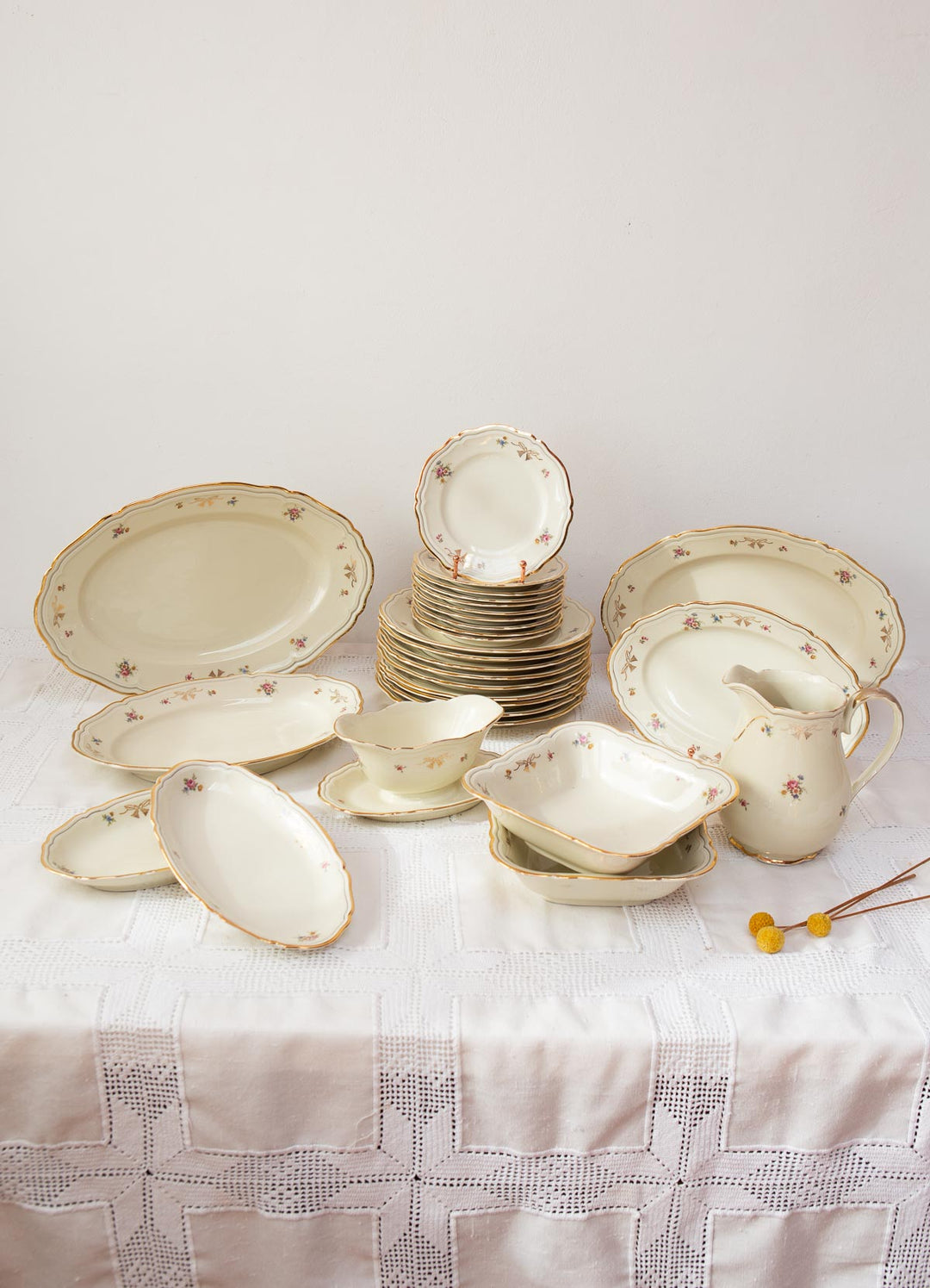 Juego de 10 platos POSTRE porcelana sueca Hackefors florecillas