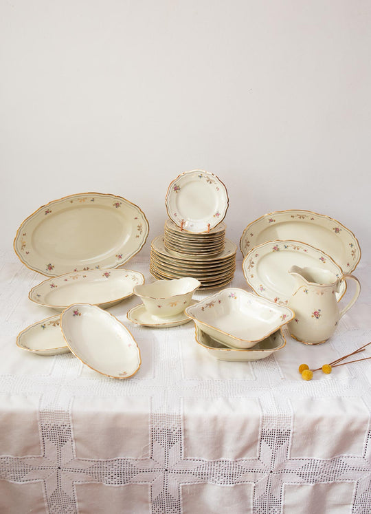 Juego de 10 platos POSTRE porcelana sueca Hackefors florecillas