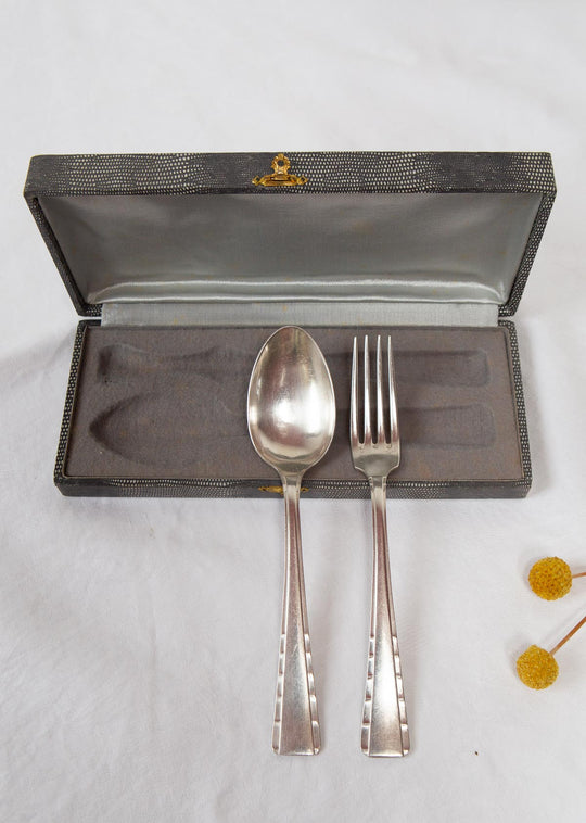 Juego de cubiertos "égoïste" ERCUIS Art decó iniciales J.H. (2 PIEZAS)