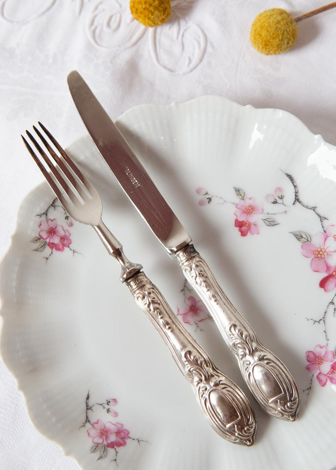 juego cubiertos postre mangos plata y acero