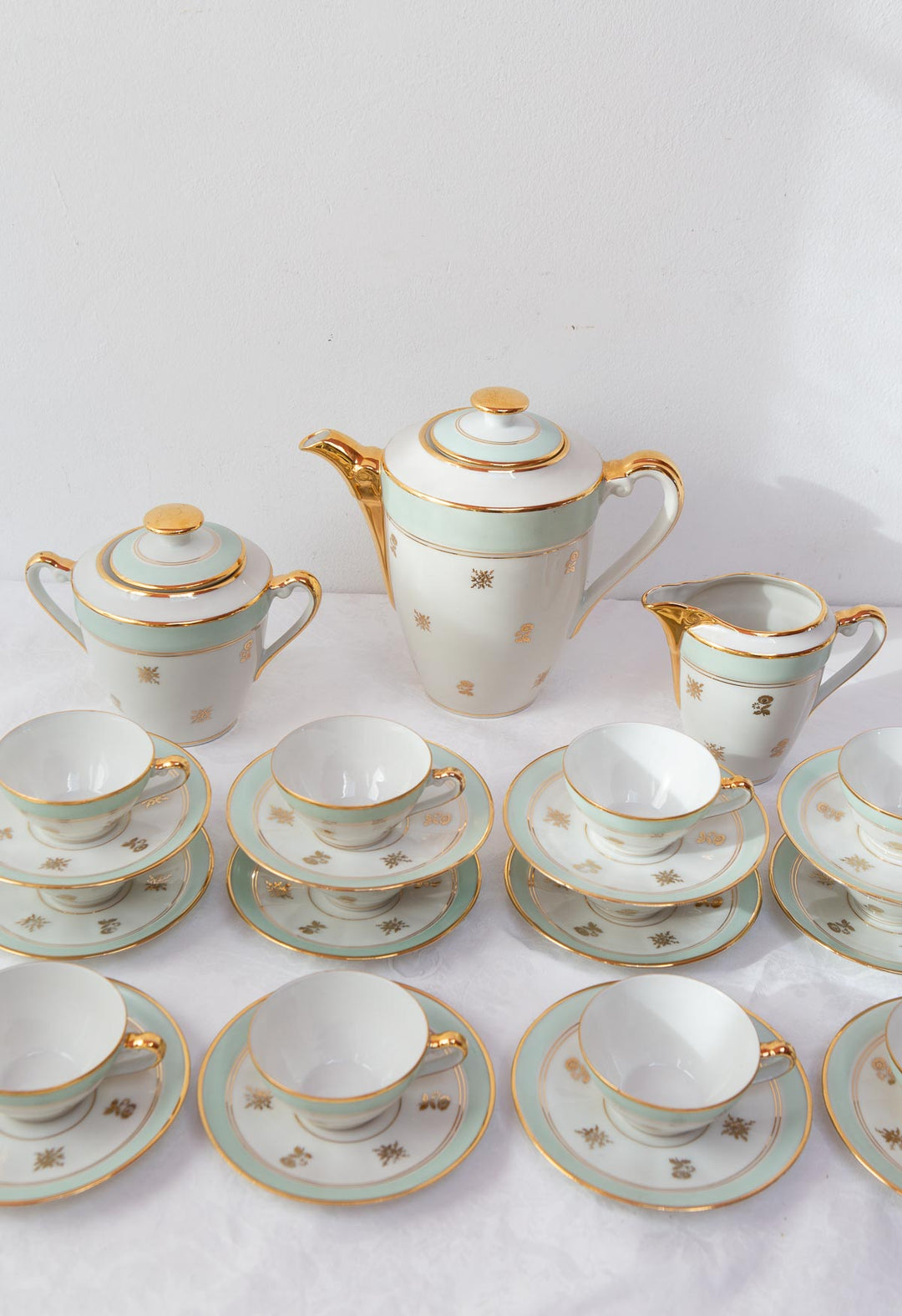 Juego de té o café PARA 12 porcelana francesa Limoges años 1950 (27 PIEZAS)