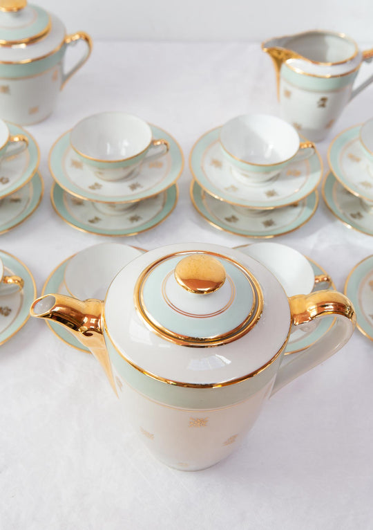 Juego de té o café PARA 12 porcelana francesa Limoges años 1950 (27 PIEZAS)