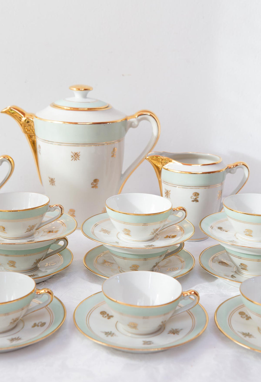 Juego de té o café PARA 12 porcelana francesa Limoges años 1950 (27 PIEZAS)