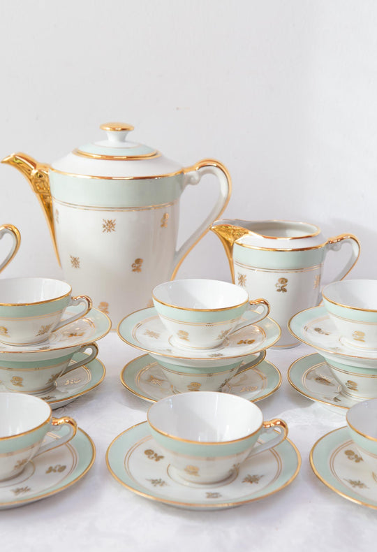 Juego de té o café PARA 12 porcelana francesa Limoges años 1950 (27 PIEZAS)