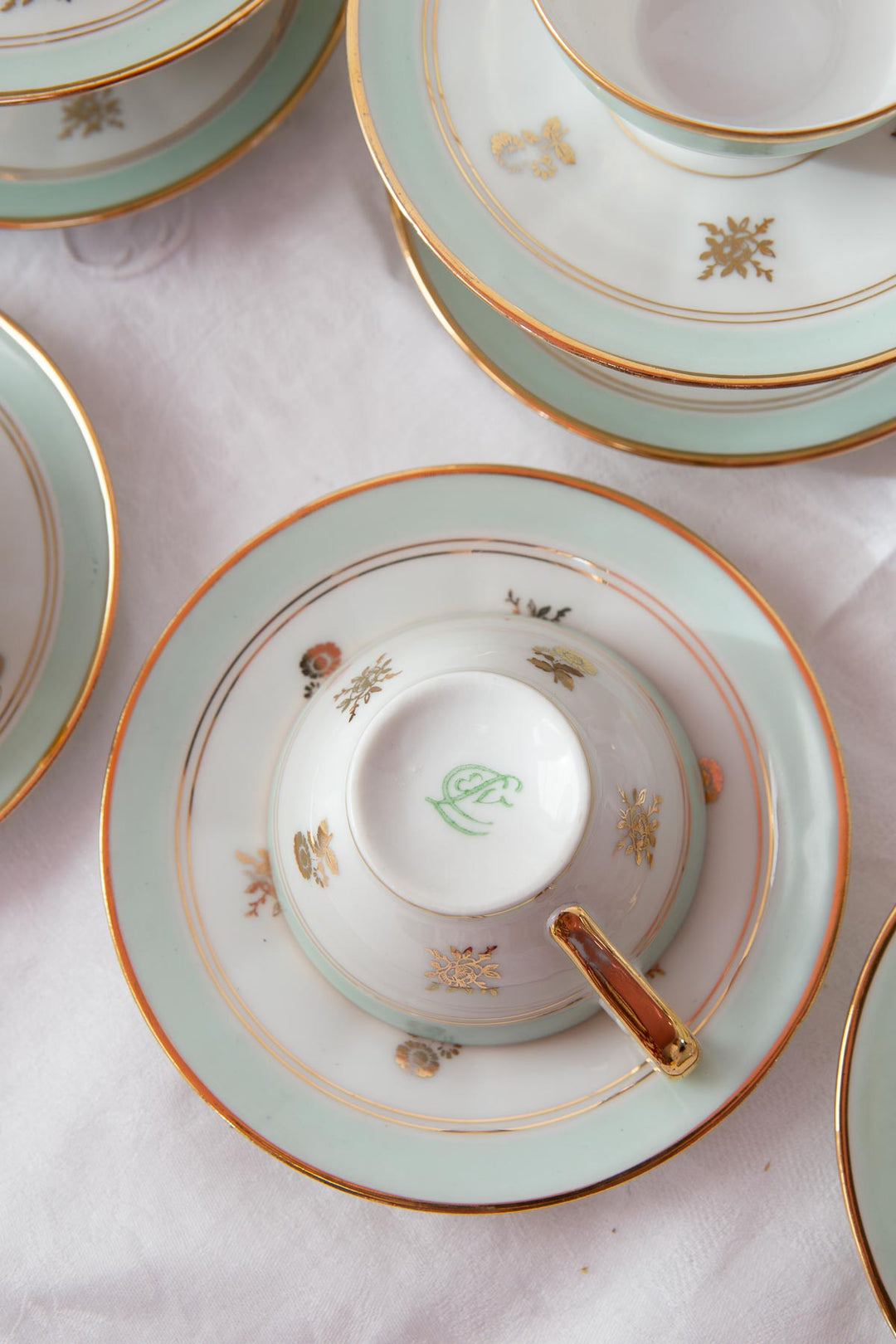 Juego de té o café PARA 12 porcelana francesa Limoges años 1950 (27 PIEZAS)