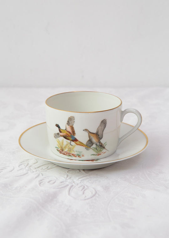 Juego de taza de té y platillo Porcelaine de Paris "pájaros" (2/6). 2 DISPONIBLES