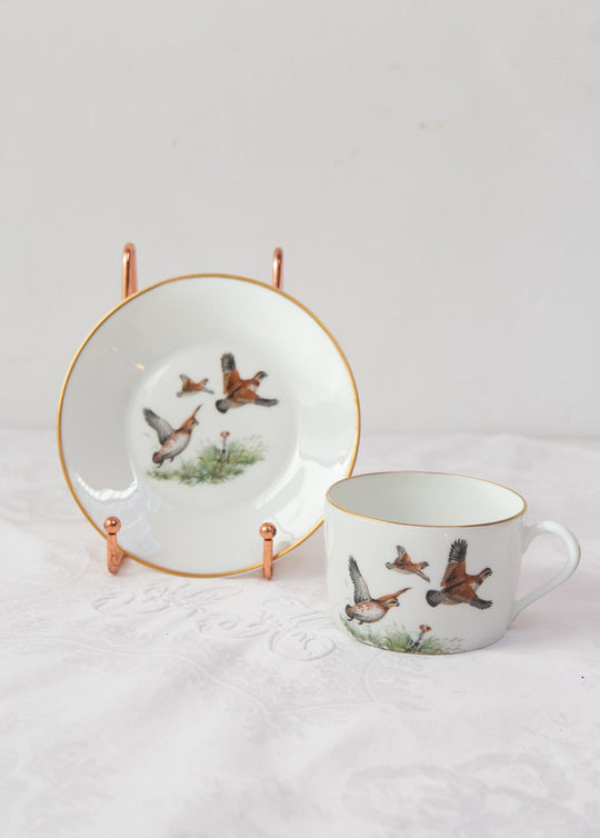 Juego de taza de té y platillo Porcelaine de Paris "pájaros" (4/6)