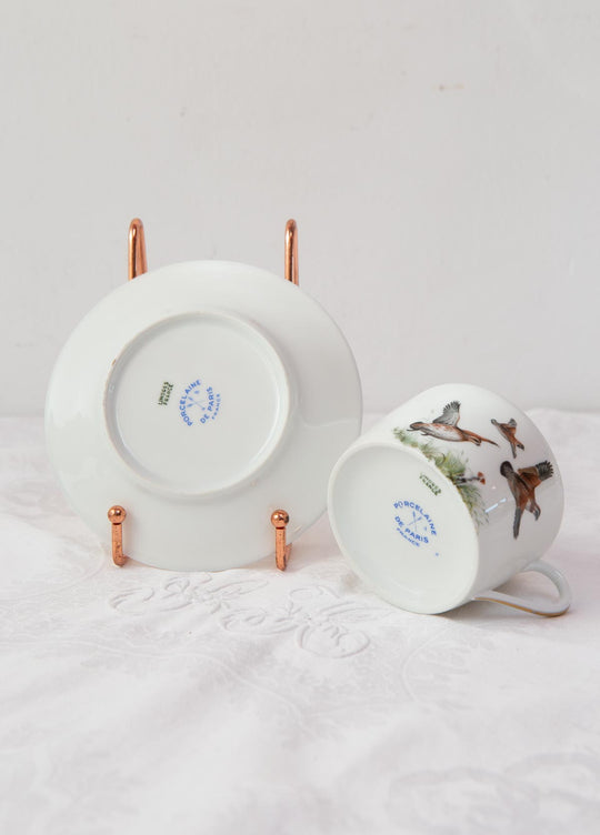 Juego de taza de té y platillo Porcelaine de Paris "pájaros" (4/6)