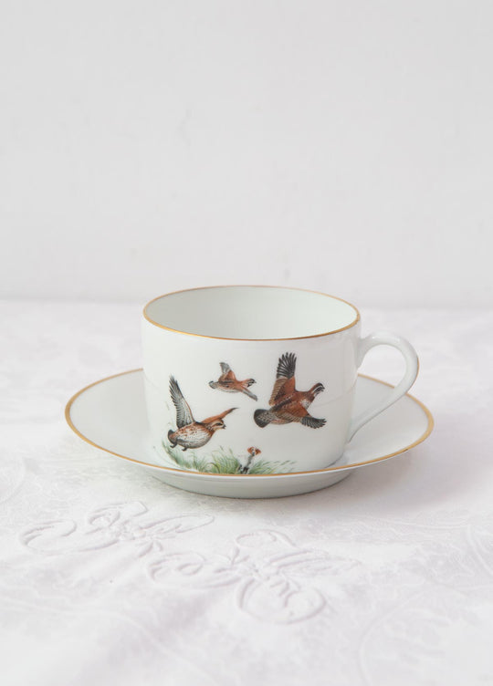 Juego de taza de té y platillo Porcelaine de Paris "pájaros" (4/6)