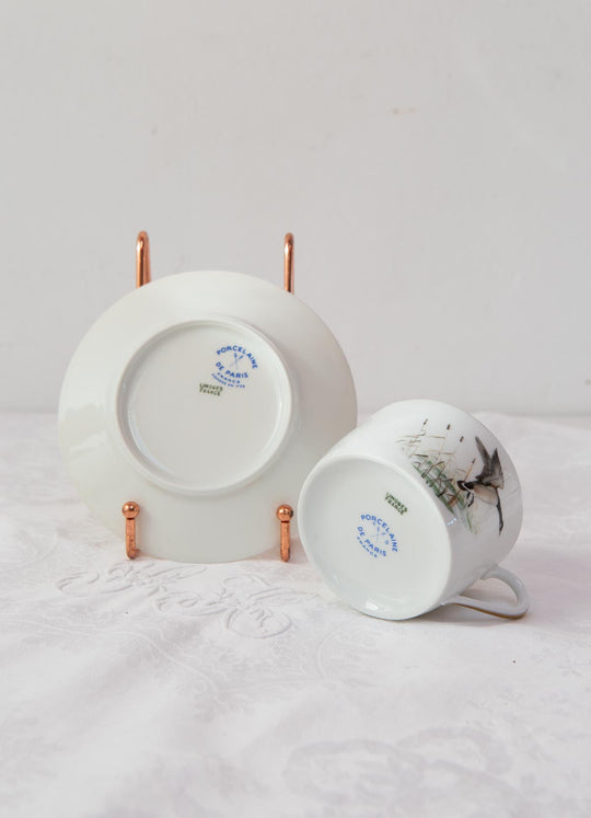 Juego de taza de té y platillo Porcelaine de Paris "pájaros" (5/6)