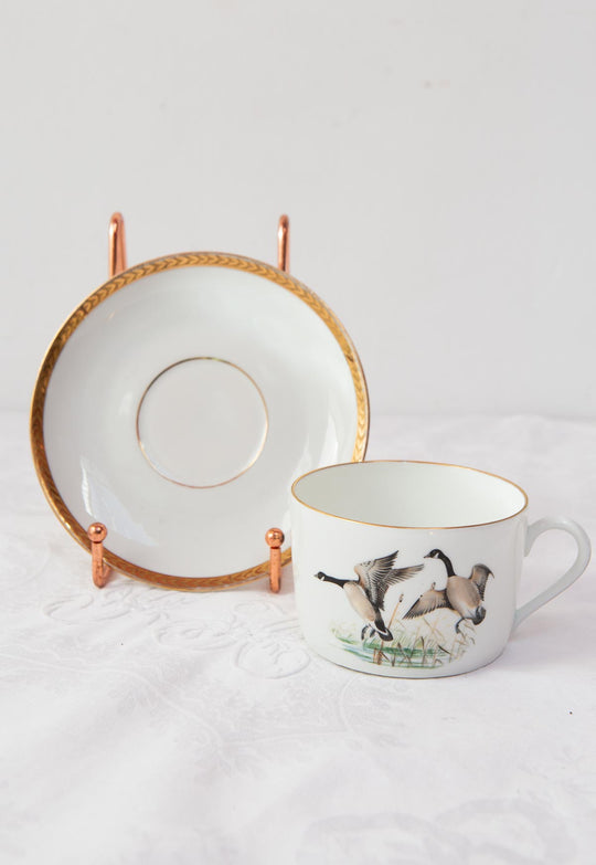 Juego de taza de té y platillo Porcelaine de Paris "pájaros" (6/6)