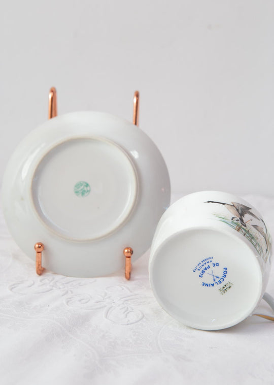 Juego de taza de té y platillo Porcelaine de Paris "pájaros" (6/6)