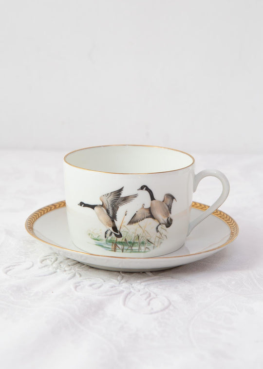 Juego de taza de té y platillo Porcelaine de Paris "pájaros" (6/6)