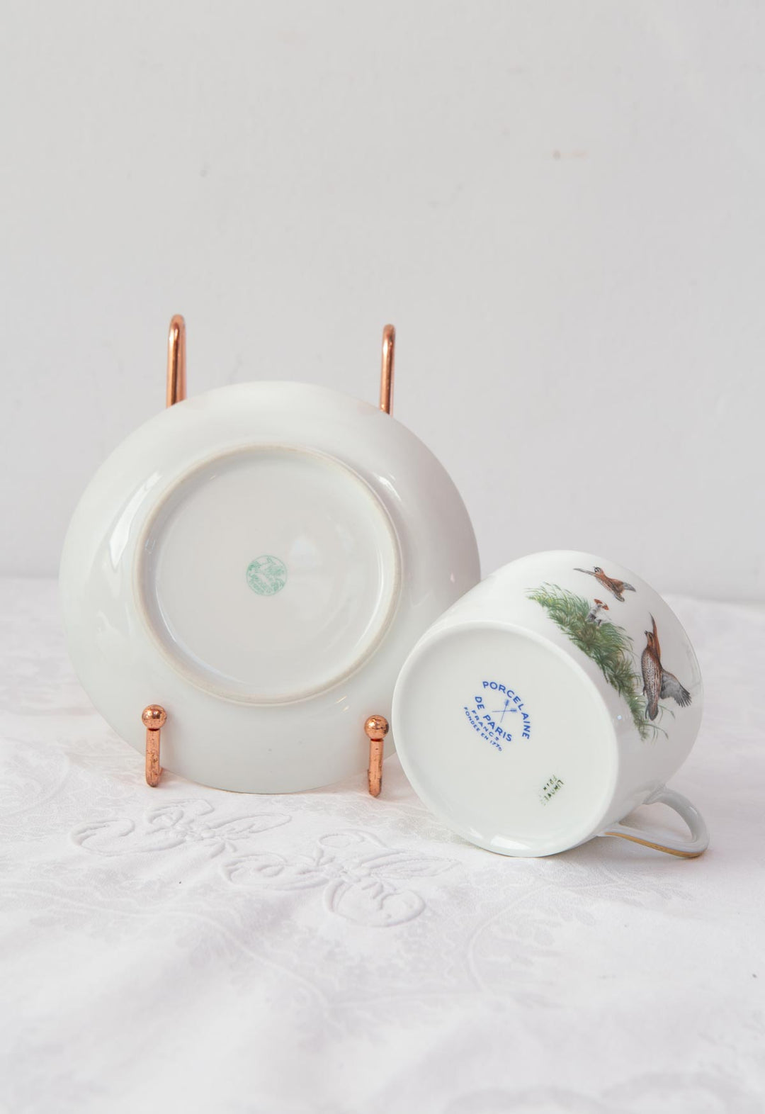 Juego de taza de té y platillo Porcelaine de Paris "pájaros" (1/6)