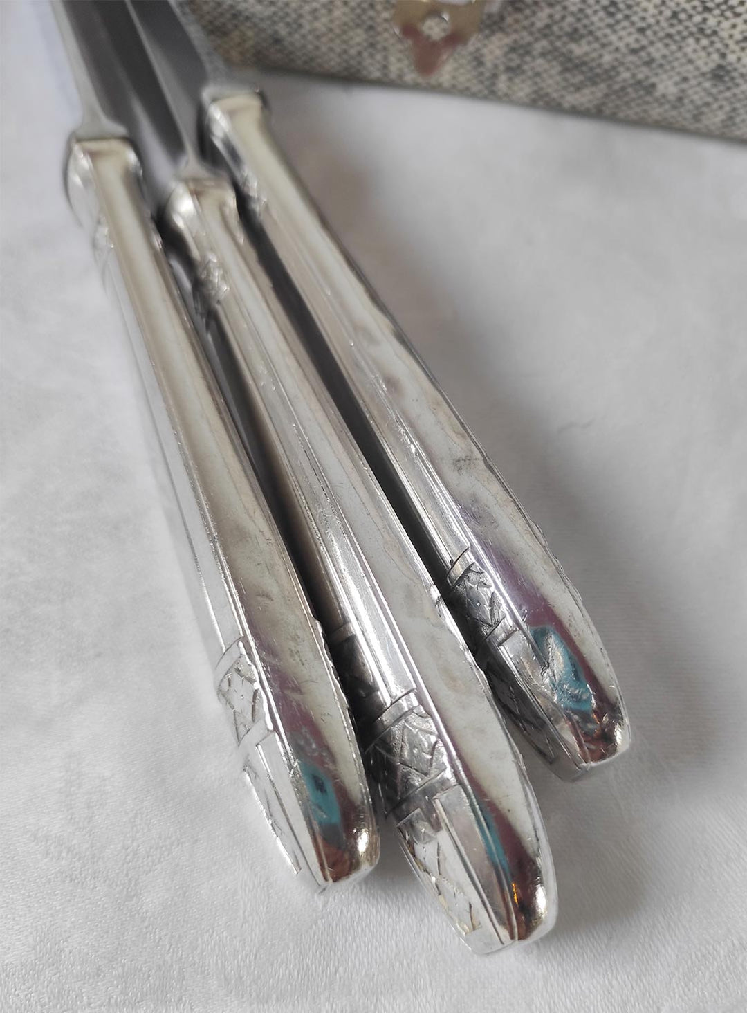 Antigua CUBERTERÍA PARA 12 francesa estilo ART DECÓ "metal argente" (49 PIEZAS)