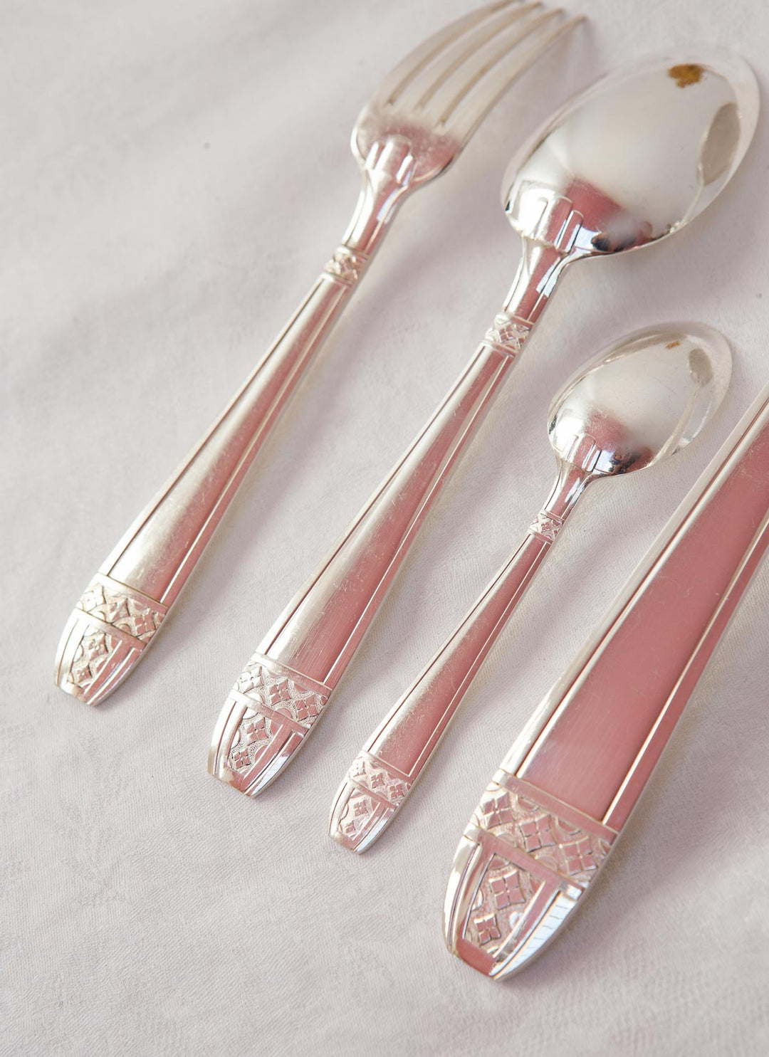 Antigua CUBERTERÍA PARA 12 francesa estilo ART DECÓ "metal argente" (37 PIEZAS)