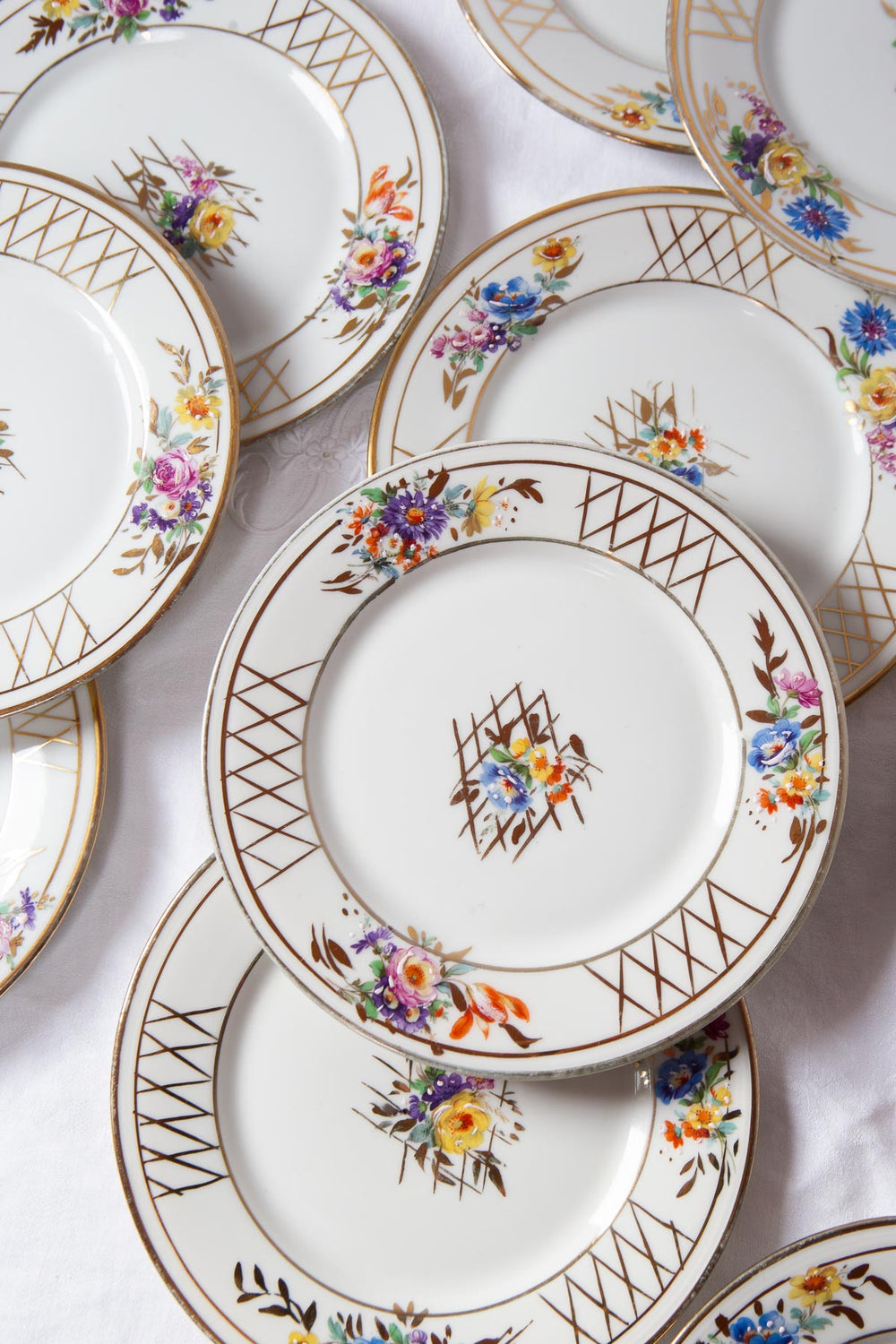 juego postre limoges pintado a mano flores