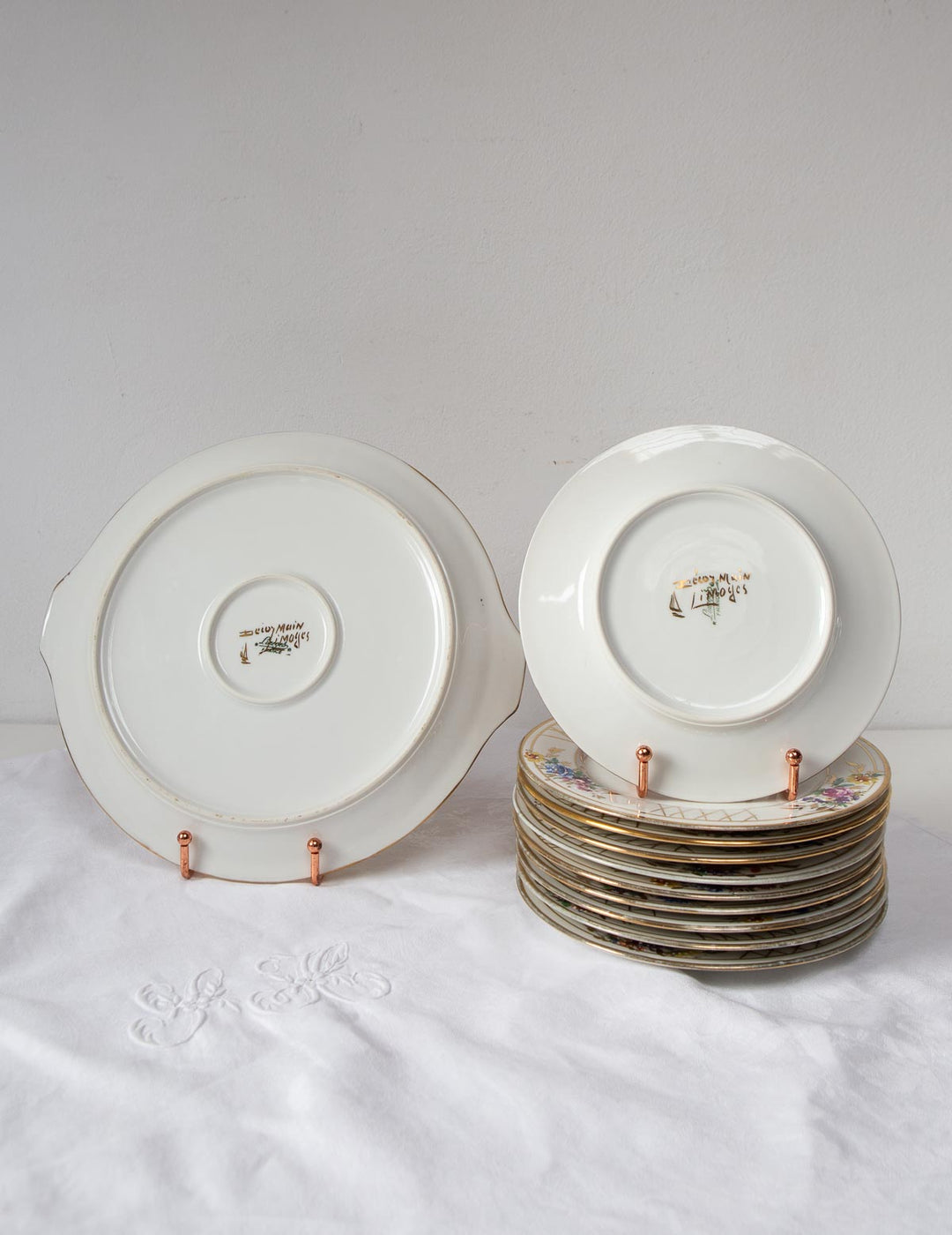 Servicio de postre PARA 10 porcelana Limoges pintada a mano