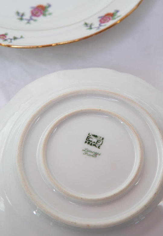 Vajilla de porcelana francesa Limoges ave paraíso C. 1950s. 1900/10 (48 PIEZAS)