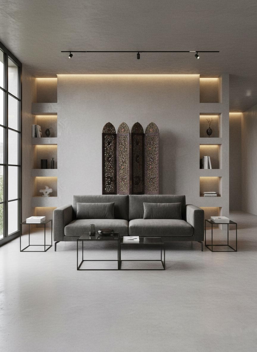 Gran biombo oriental madera policromada 4 hojas c. 1930 (179*140 cm)