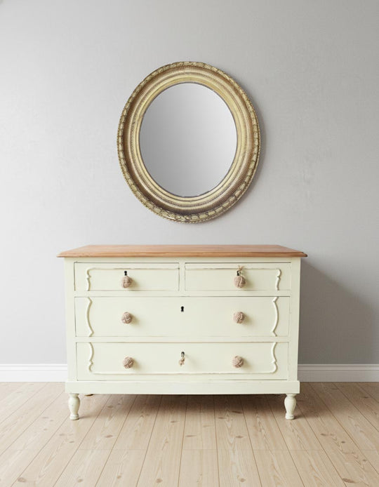 Antiguo espejo ovalado francés madera dorada s. XIX (80*70 cm)