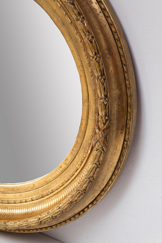 Antiguo espejo ovalado francés madera dorada s. XIX (80*70 cm)