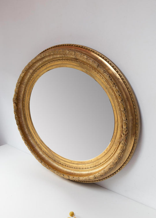 antiguo espejo frances dorado ovalado s xix