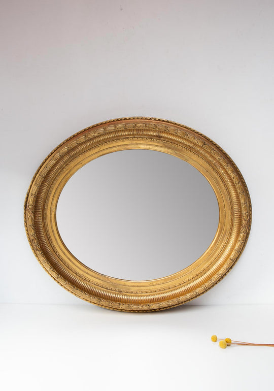 antiguo espejo frances dorado ovalado s xix