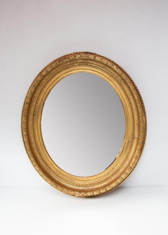 antiguo espejo frances dorado ovalado s xix