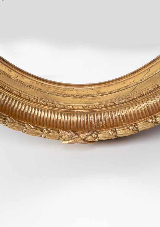 Antiguo espejo ovalado francés madera dorada s. XIX (80*70 cm)