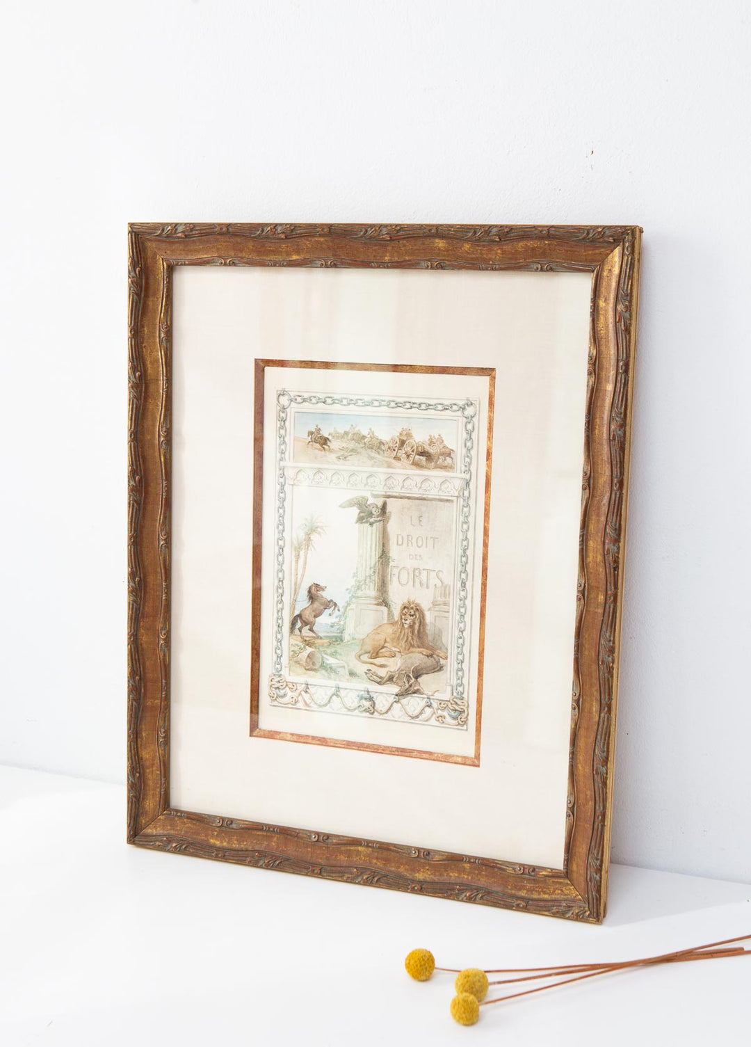 Acuarela original François Fortuné Ferogio (1805-1888). Alegoría "Le Droit des Forts"