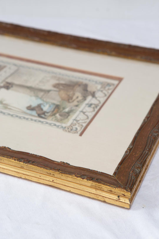 Acuarela original François Fortuné Ferogio (1805-1888). Alegoría "Le Droit des Forts"