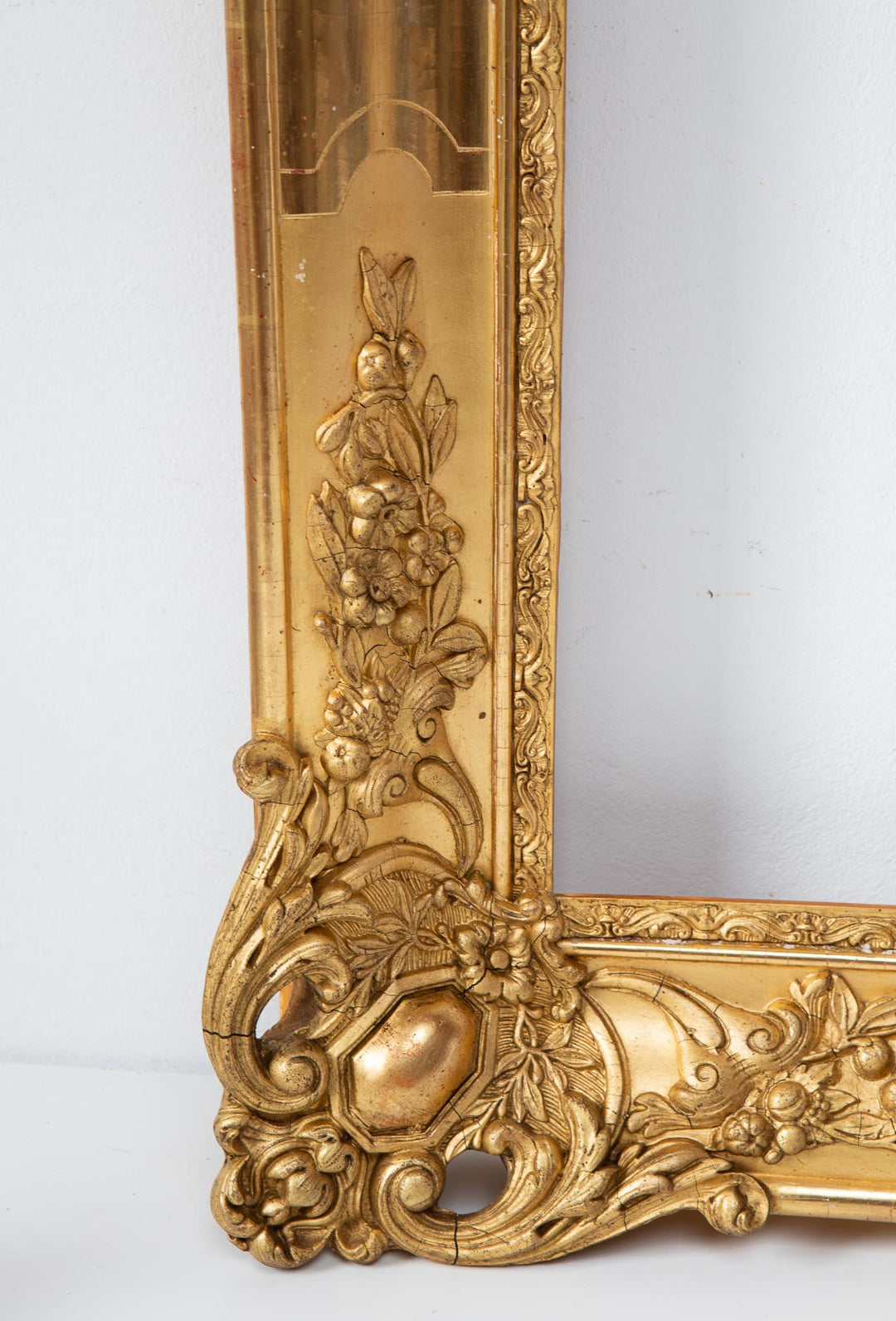 Antiguo espejo francés madera dorada mediados s. XIX