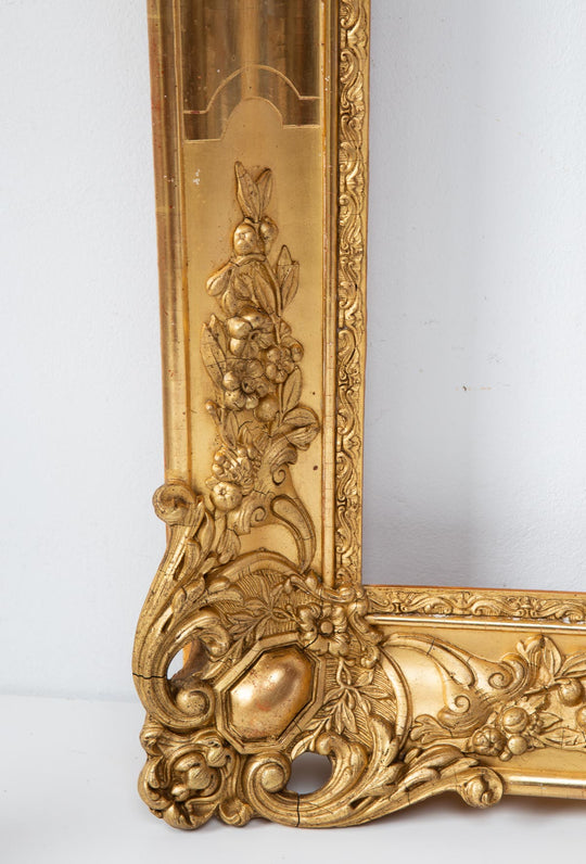 Antiguo espejo francés madera dorada mediados s. XIX