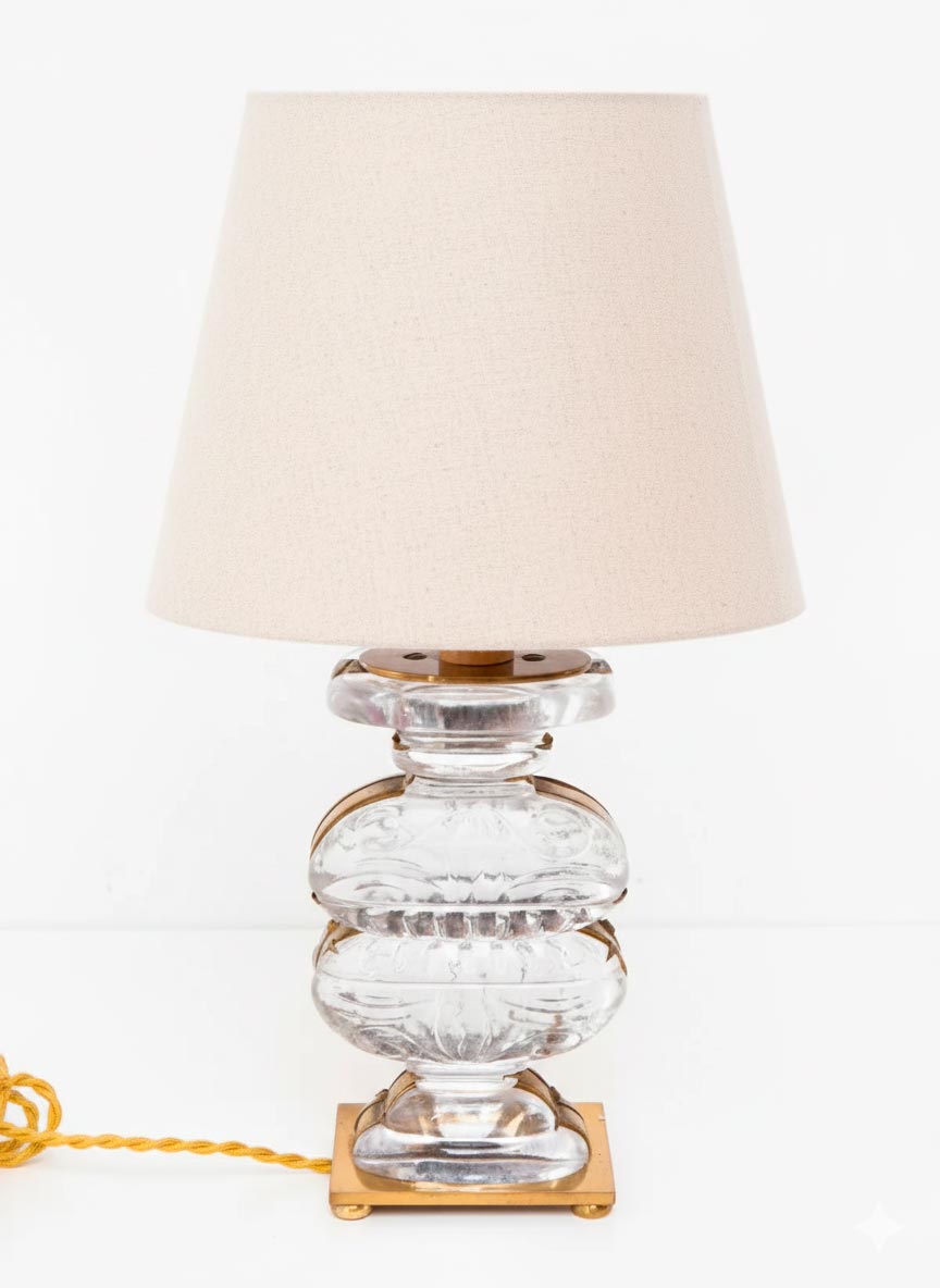 Lámpara de mesa Maison Baguès cristal y latón c. 1960s (32,5 cm)