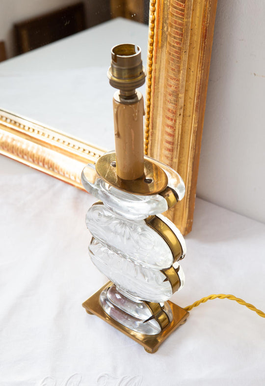 Lámpara de mesa Maison Baguès cristal y latón c. 1960s (32,5 cm)