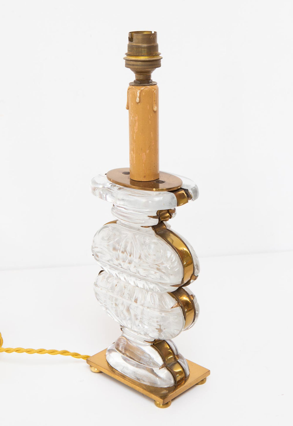 Lámpara de mesa Maison Baguès cristal y latón c. 1960s (32,5 cm)