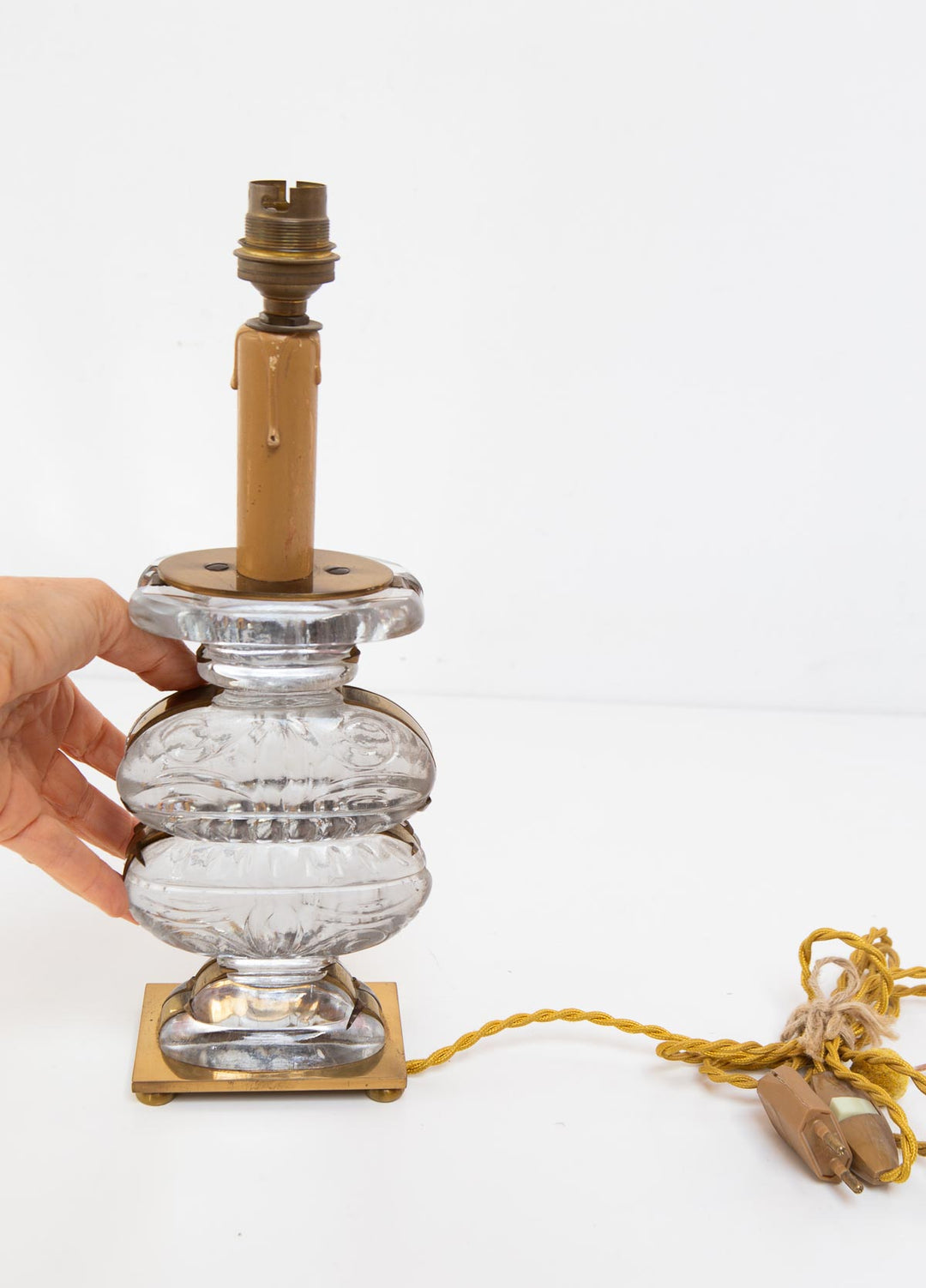 Lámpara de mesa Maison Baguès cristal y latón c. 1960s (32,5 cm)