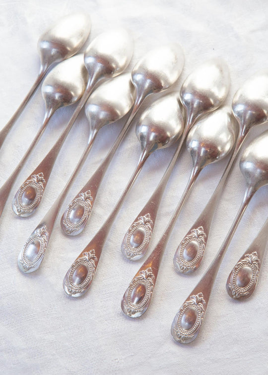 Juego 12 cucharillas antiguas "Medallón" Christofle metal argenté