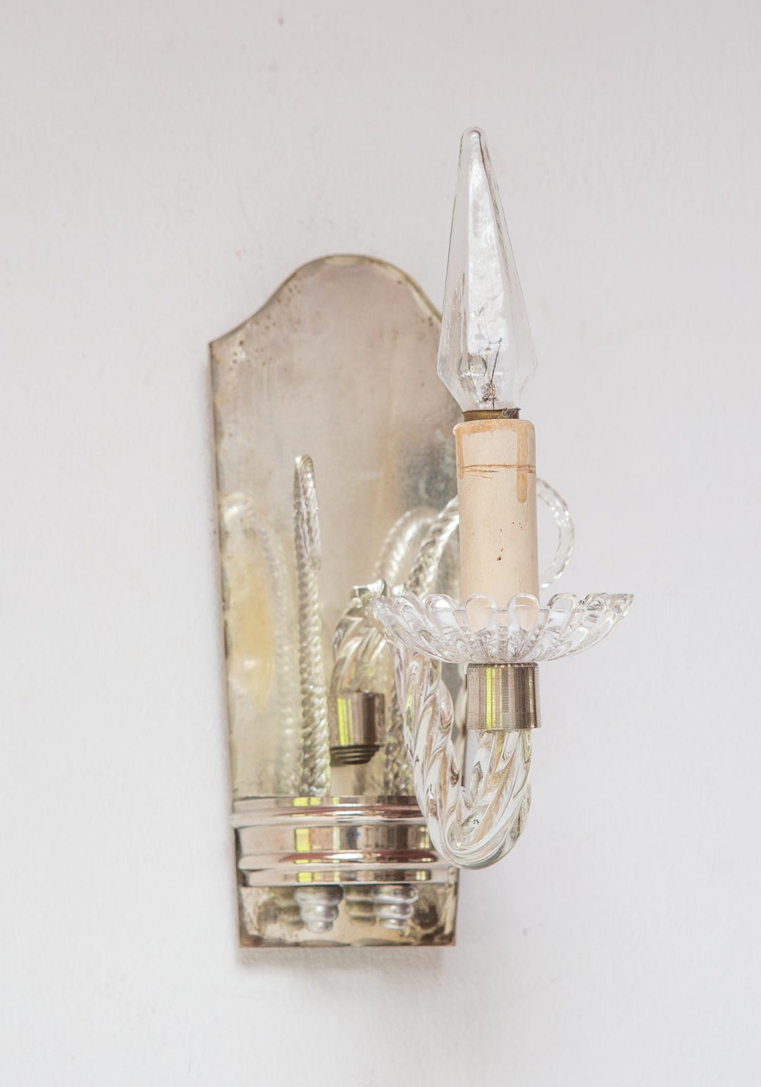 Pareja apliques italianos venecianos cristal y espejo c. 1950s