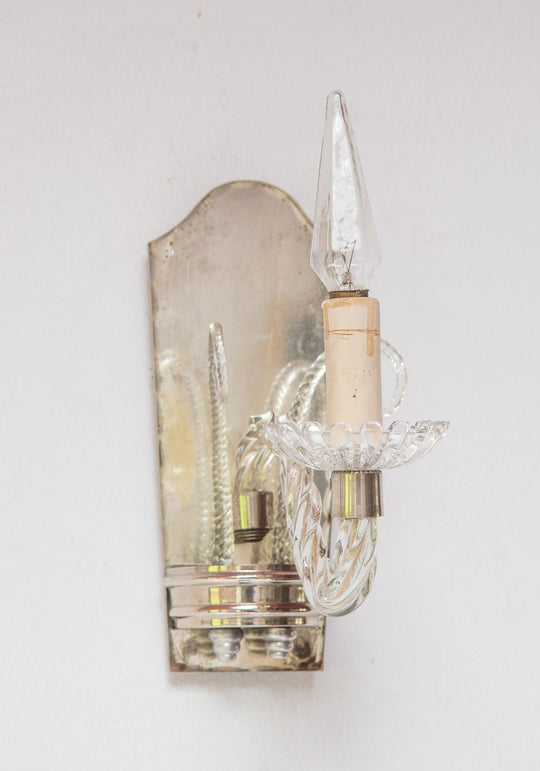 Pareja apliques italianos venecianos cristal y espejo c. 1950s