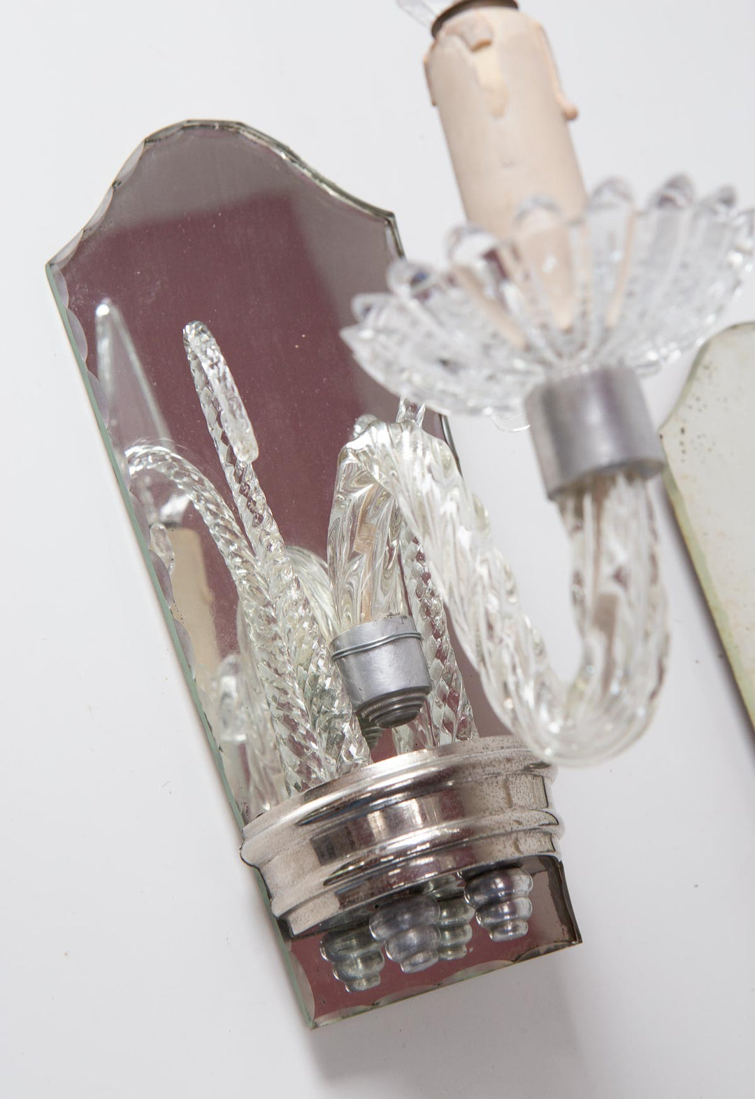 Pareja apliques italianos venecianos cristal y espejo c. 1950s