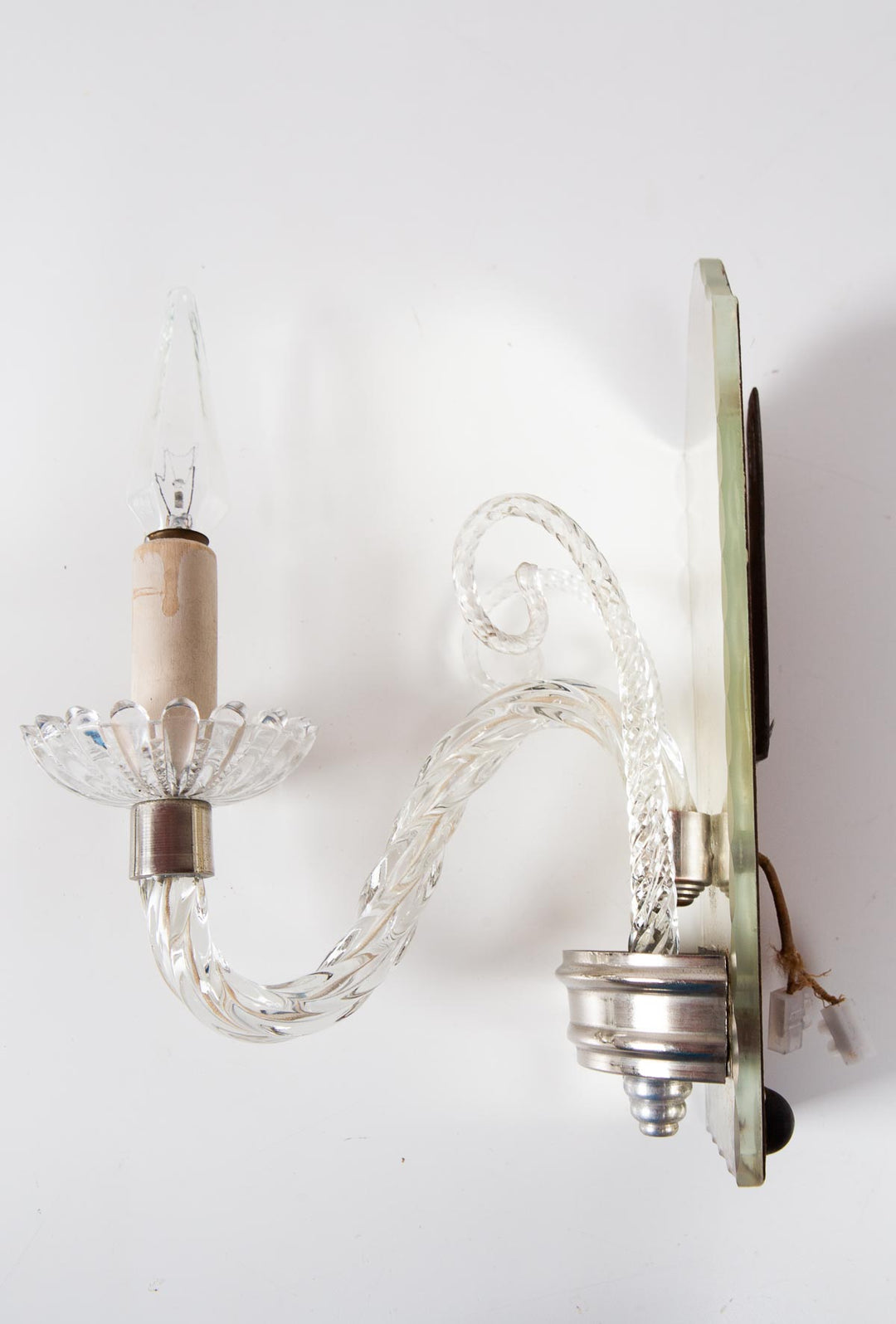 Pareja apliques italianos venecianos cristal y espejo c. 1950s