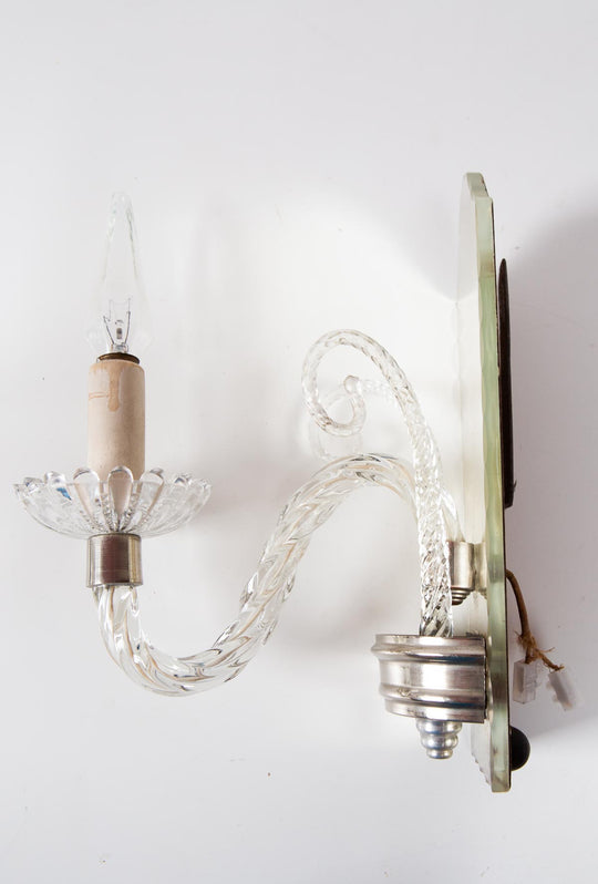 Pareja apliques italianos venecianos cristal y espejo c. 1950s