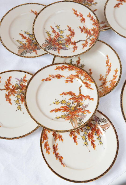 Juego postre para 12 porcelana japonesa pintada a mano (13 PIEZAS)