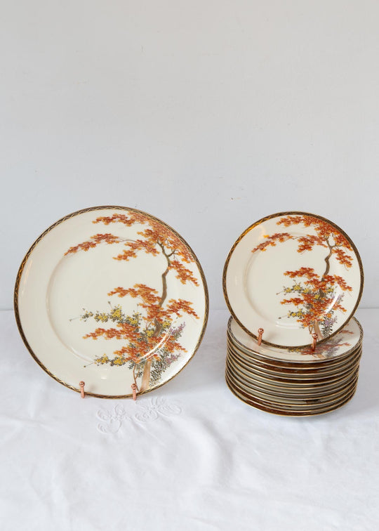 Juego postre para 12 porcelana japonesa pintada a mano (13 PIEZAS)