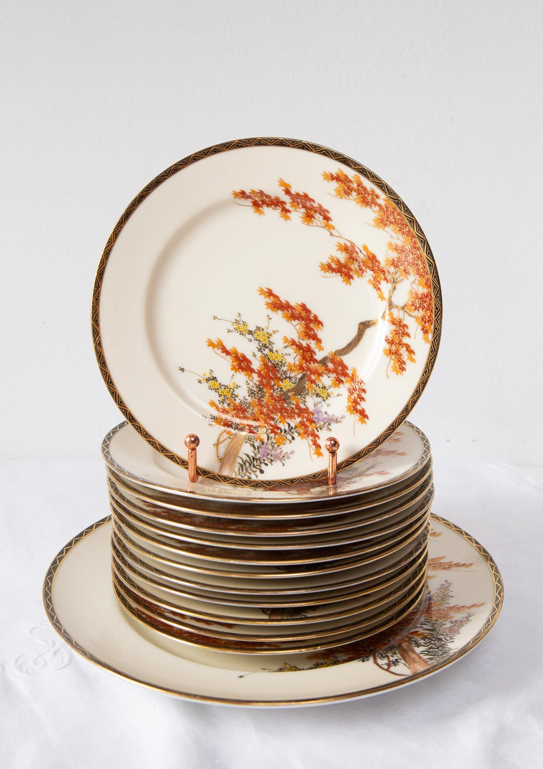 Juego postre para 12 porcelana japonesa pintada a mano (13 PIEZAS)