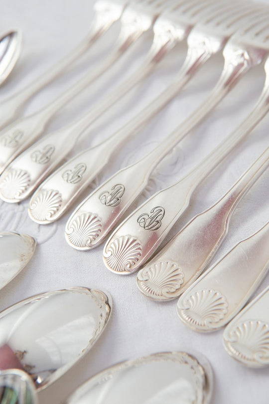 Antigua cubertería de MESA Christofle "Vendôme" PARA 12 iniciales A.D (36 PIEZAS)